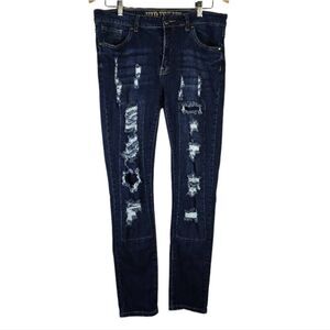 VIP Dark Blue Distressed Skinny Jeans